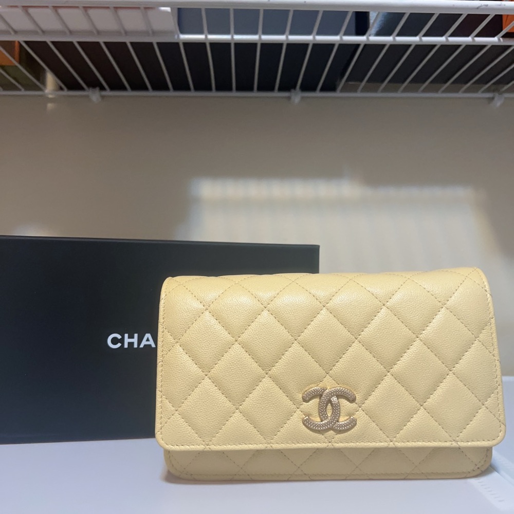 Chanel Cream Quilted Clutch with Iconic Design